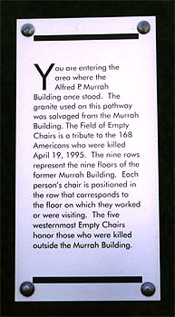 Plaque at the entrance of the Oklahoma City Memorial